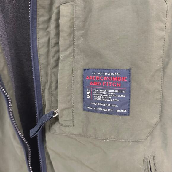 Abercrombie & Fitch VTG Y2K Reversible Grey Green Full Zip Vest Mens L-XL - Picture 2 of 10